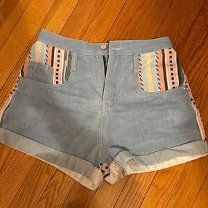 Stylish Blue Denim Women's Shorts